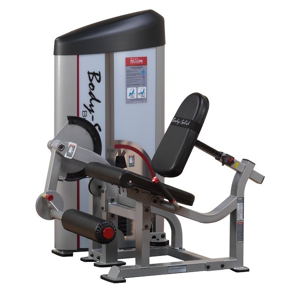 Side view hero image of the Body-Solid Pro Clubline Series II S2LEX Leg Extension Machine, highlighting the fully shrouded weight stack and adjustable back pad.