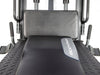 Close-up view of the handles and pads on the BodyCraft F760 Leg Press and Hack Squat machine, showing the ergonomic handle grips and comfortable, durable padded shoulder rests designed for optimal support during leg workouts.