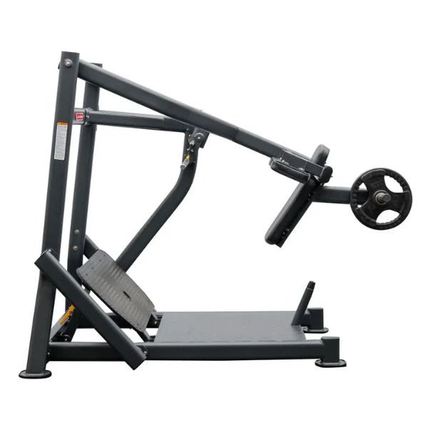 BodyKore Pendulum Squat CF8137 with adjustable foot plate and dual loading pegs, designed for lower body strength training