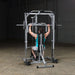 Powerline Smith Machine Package showing male athlete about to perform upright shoulder press