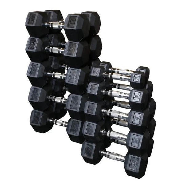 Rubber Hex Dumbbell Sets 5-50, 55-75, 80-100, 105-120 LBS SDRS