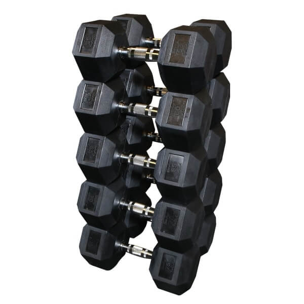 Rubber Hex Dumbbell Sets 5-50, 55-75, 80-100, 105-120 LBS SDRS