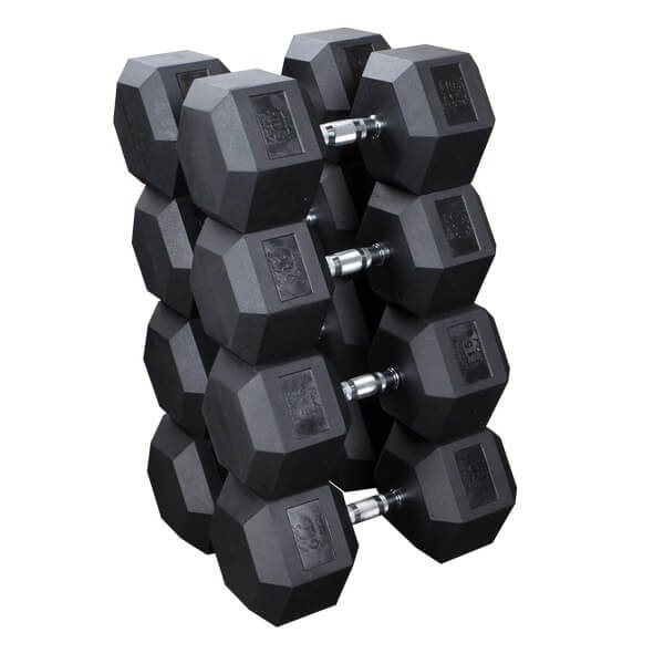 Rubber Hex Dumbbell Sets 5-50, 55-75, 80-100, 105-120 LBS SDRS