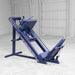 Body Solid Angled Leg Press & Hack Squat Machine side view on a white background, highlighting the quad track roller system, diamond plate foot platforms, and durable frame construction for effective lower-body exercises in warehouse