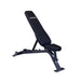 Powerline PFI150 Flat/Incline/Decline Bench by Body-Solid, adjustable with transport wheels for home gyms in an upright position 45 degree