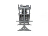 Rear view of the BodyCraft F760 Leg Press and Hack Squat Combo Machine showing the underside with weight plate horns."