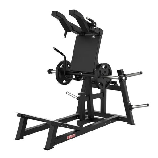 The Hack V-Squat Combo Machine EXP-5061 in both hack squat and V-squat positions, showcasing the dual-function design.