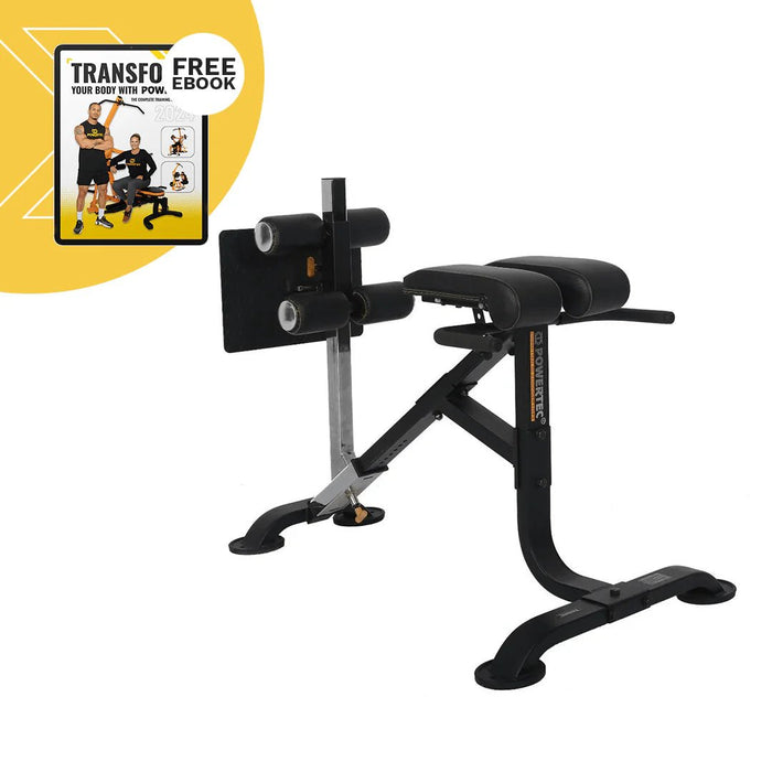 Powertec Dual Hyperextension-Crunch P-HC20 – side view with free ebook offer.

