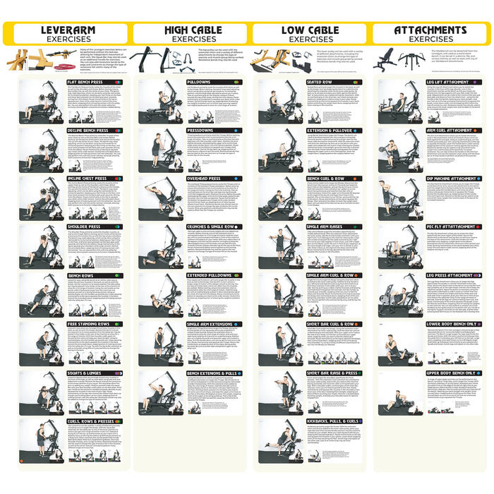 Infographic of Powertec Workbench LeverGym® WB-LS20-YY Showing All Exercises That Can Be Done