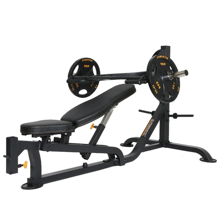 Powertec Workbench Multipress WB-MP20 with Isolateral Leverage Arms and Adjustable Bench with weight plates