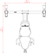 Dimensions diagram for the Powertec Workbench Olympic Bench WB-OB20.