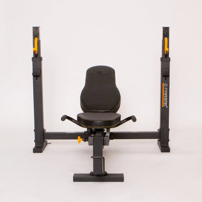 Front view of Powertec Workbench Olympic Bench WB-OB20 showing adjustable design.