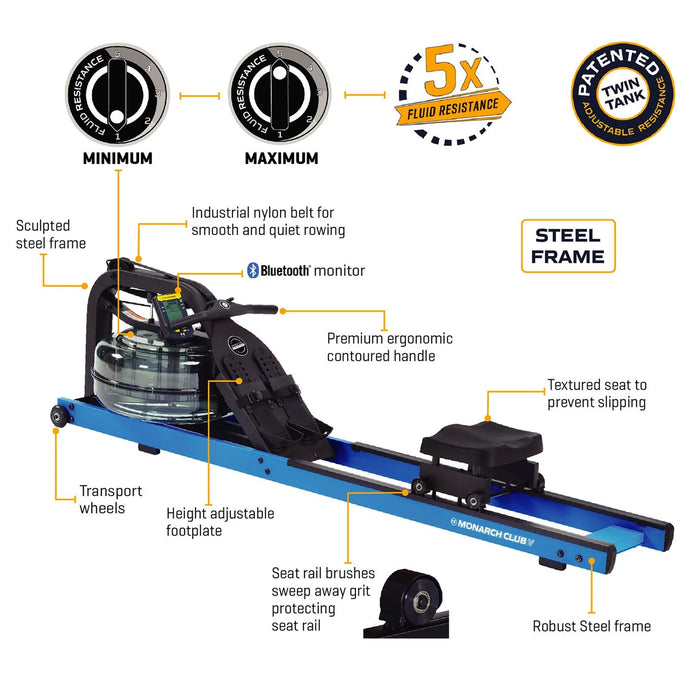 Rowing Machine Indoor Water Rower Monarch 5