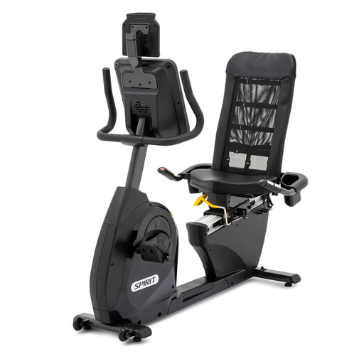 Spirit Fitness XBR95 Recumbent Bike with ergonomic design, 7.5” color LCD console, and 40 resistance levels for home and commercial gyms fron to rear view