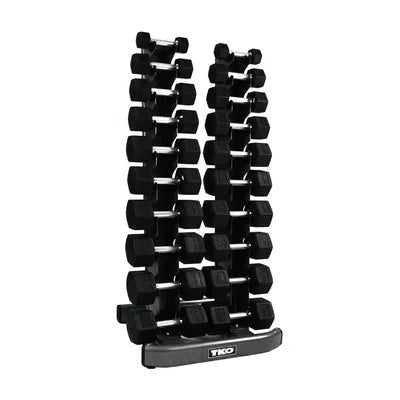 TKO Vertical Dumbbell Rack holding straight handle rubber dumbbells