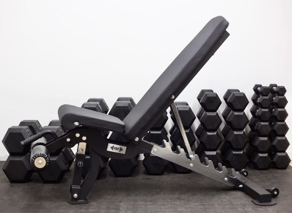 ISF Rubber Hex Dumbbells + Weight Bench Package